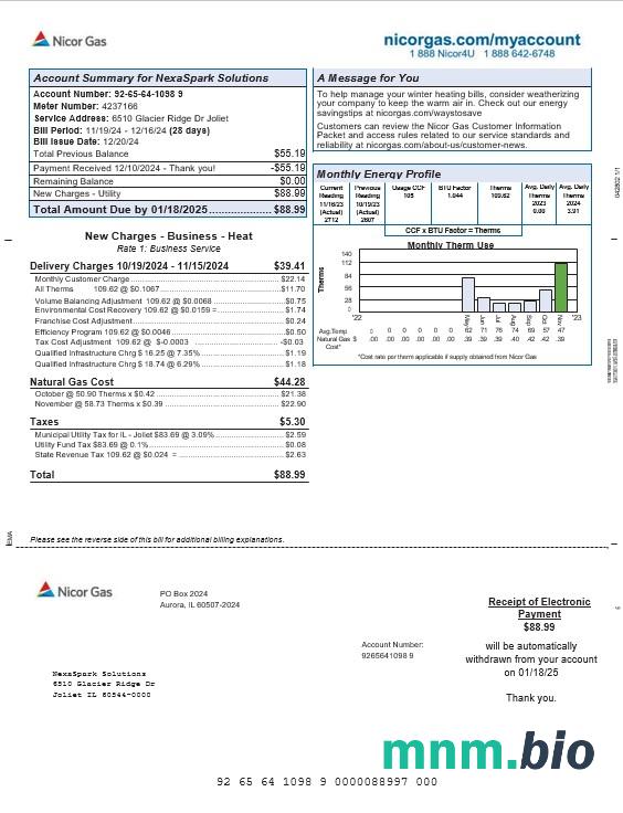 USA Northeast Ohio Regional Sewer District rachunek za usługi komunalne Word and PDF template